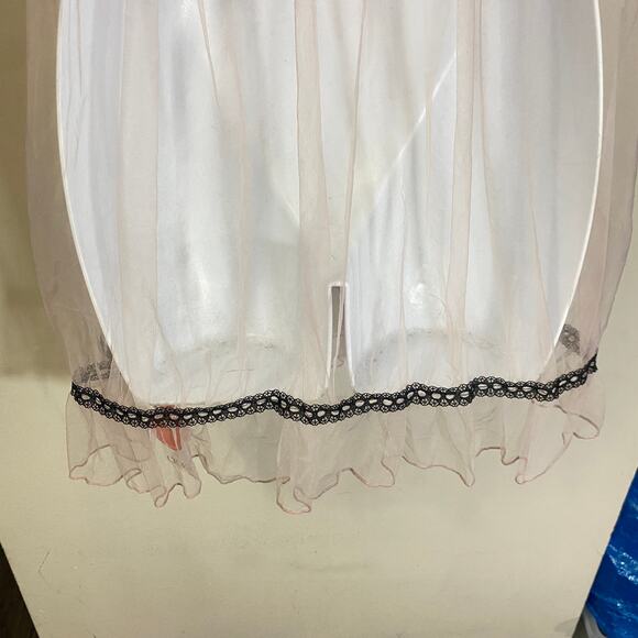 Cider NWT Mesh Tulle Lace Mini Dress Babydoll Sheer Light Pink Coquette Sz XS - Picture 11 of 12